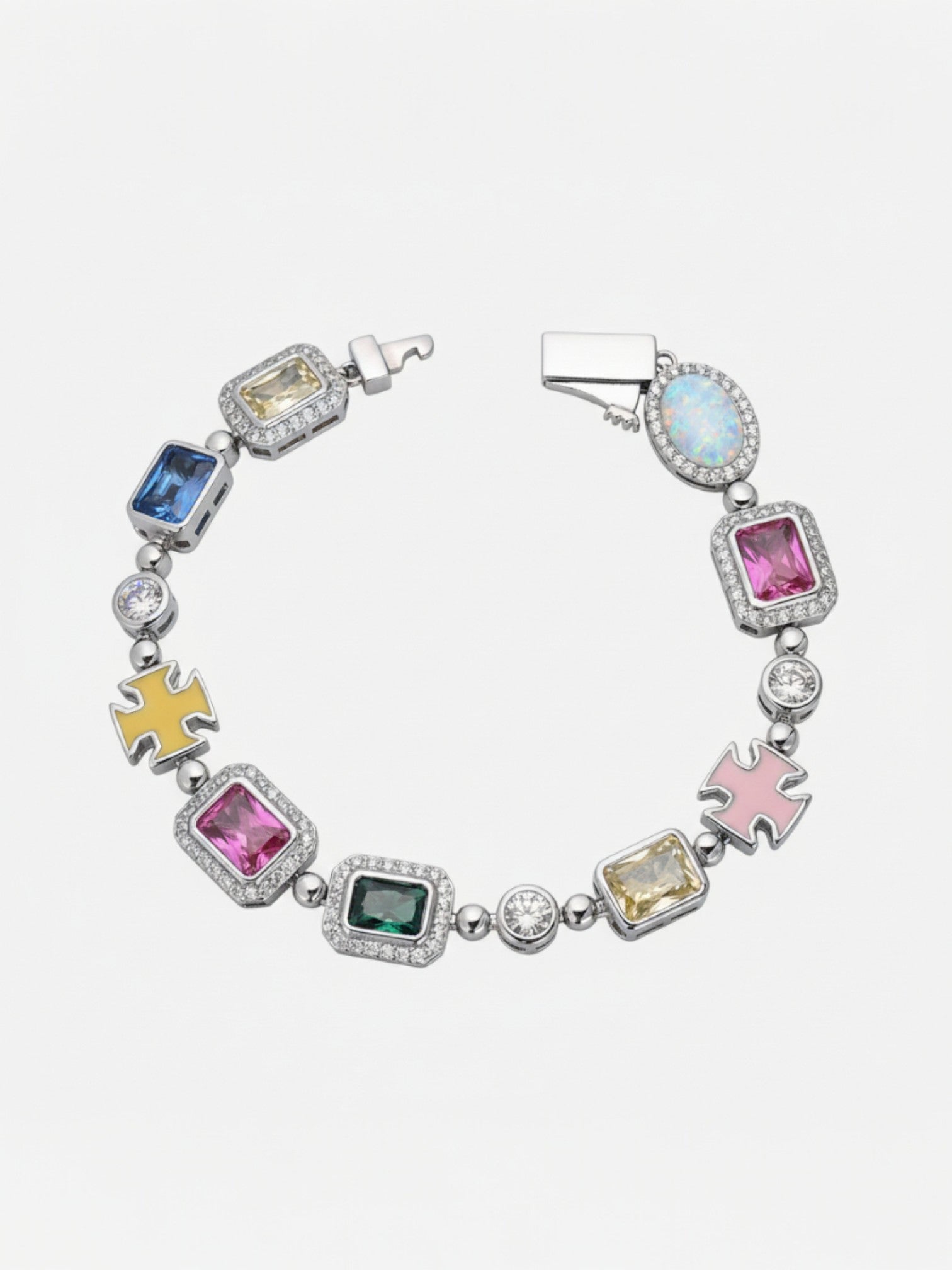 Moissanite Stones & Cross Bracelet.